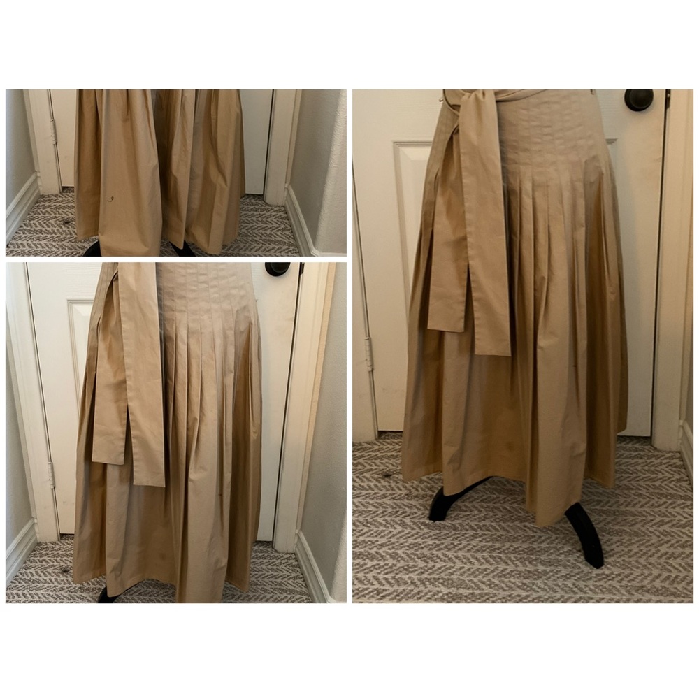 Kaki Pleated Mxi Skirt